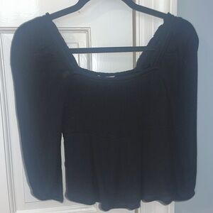 Smocked Black Blouse